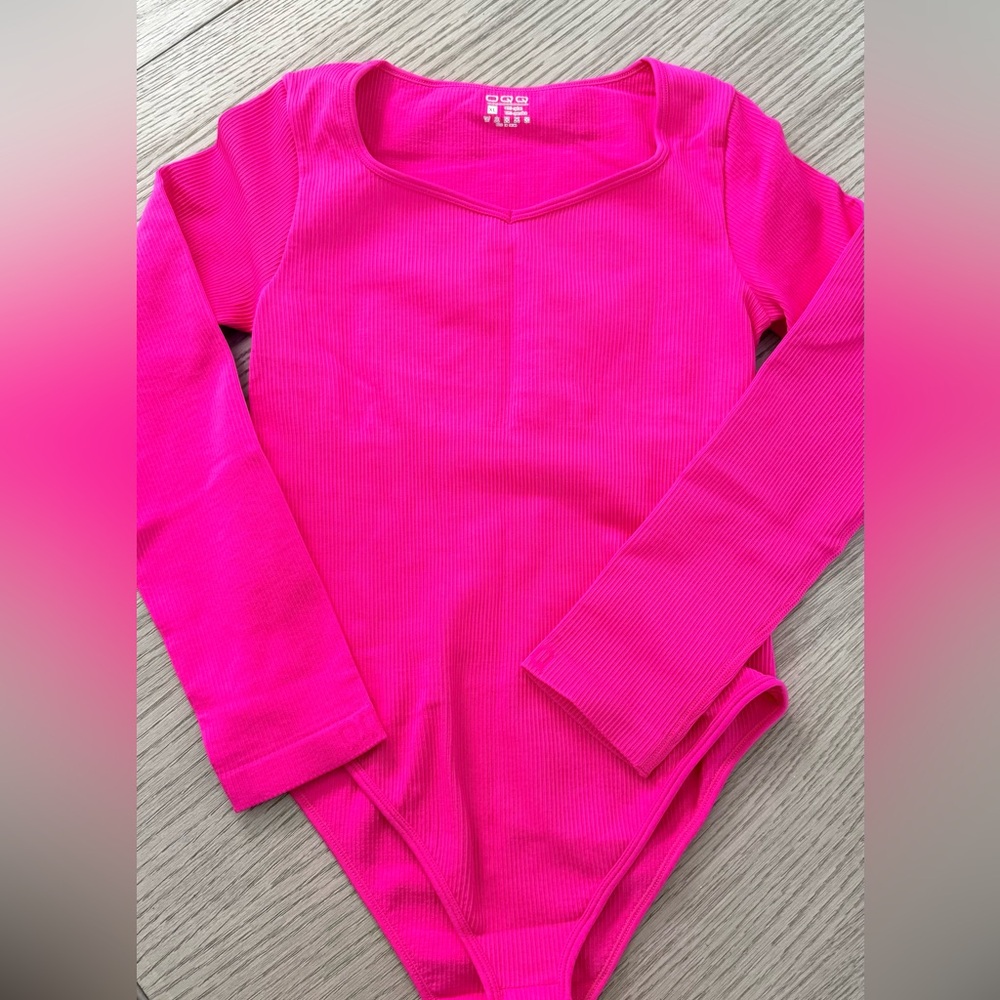 OQQ Pink Long Sleeve Tummy Control